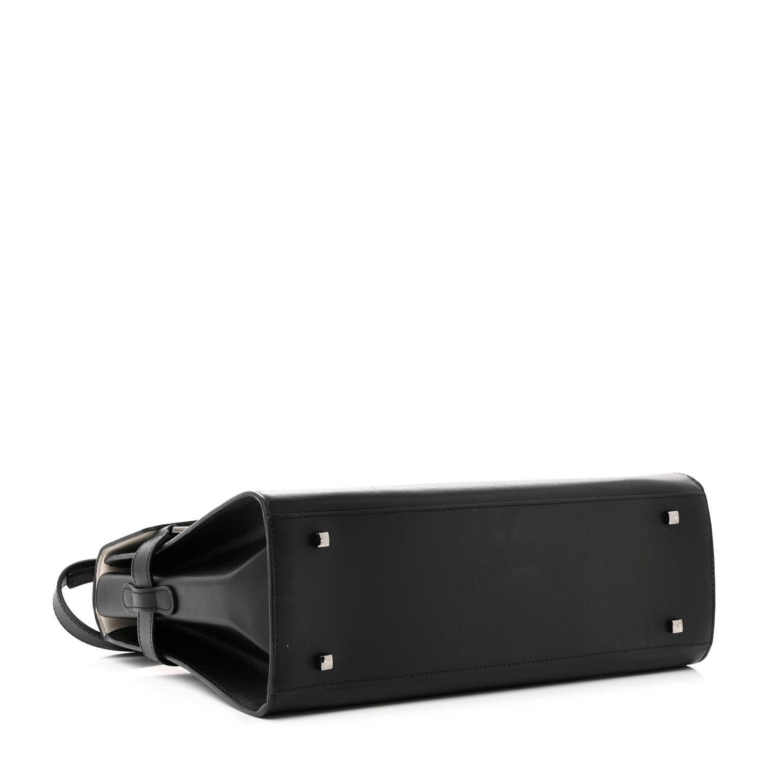 Delvaux Calfskin Patent Calfskin GM Tempete Satchel Black White 4 of 18