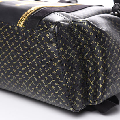 Gucci X DAPPER DAN Calfskin Laminated Ayers GG Micro Monogram Double Buckle Backpack Black Gold 9 of 9