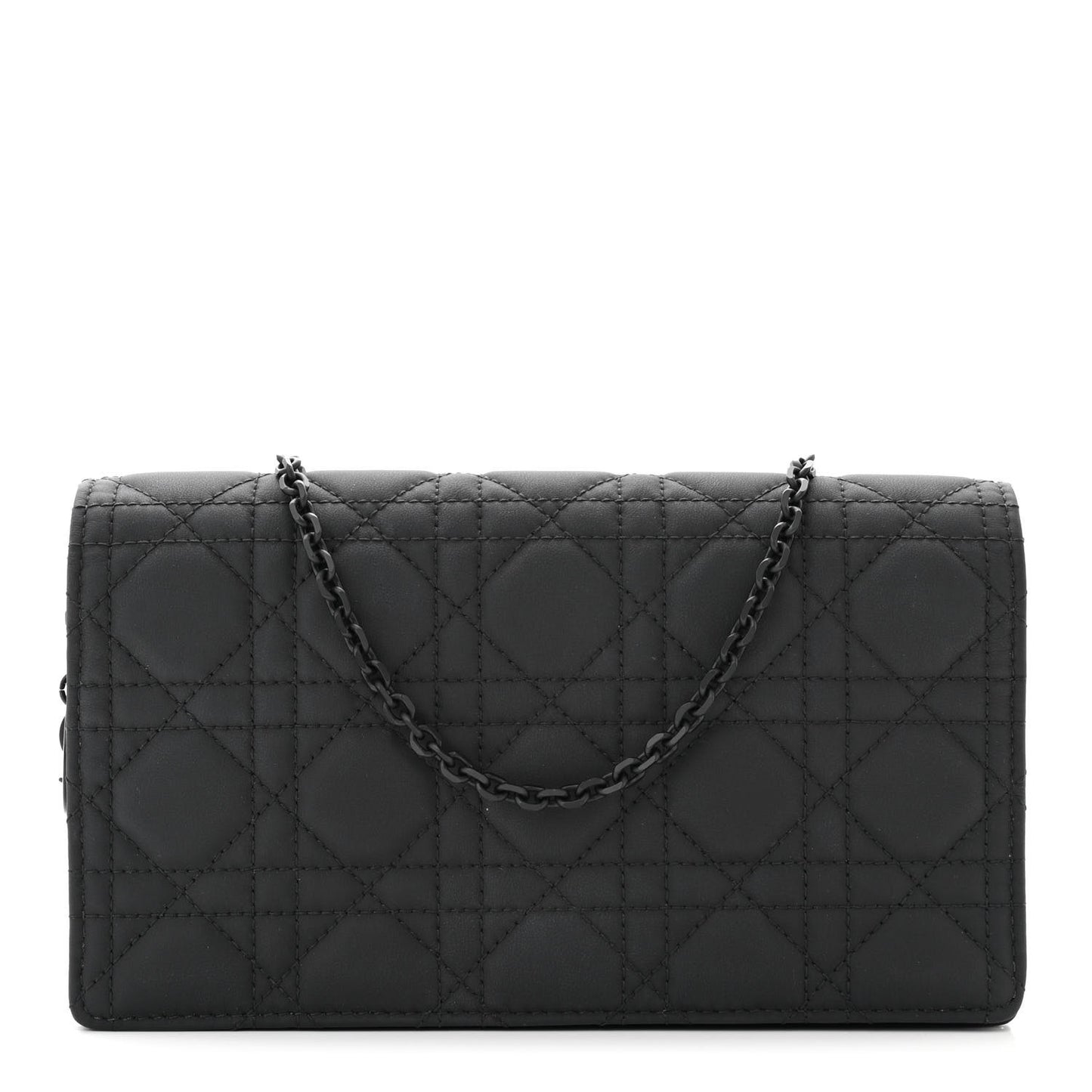 Ultra Matte Calfskin Cannage Lady Dior Clutch Black