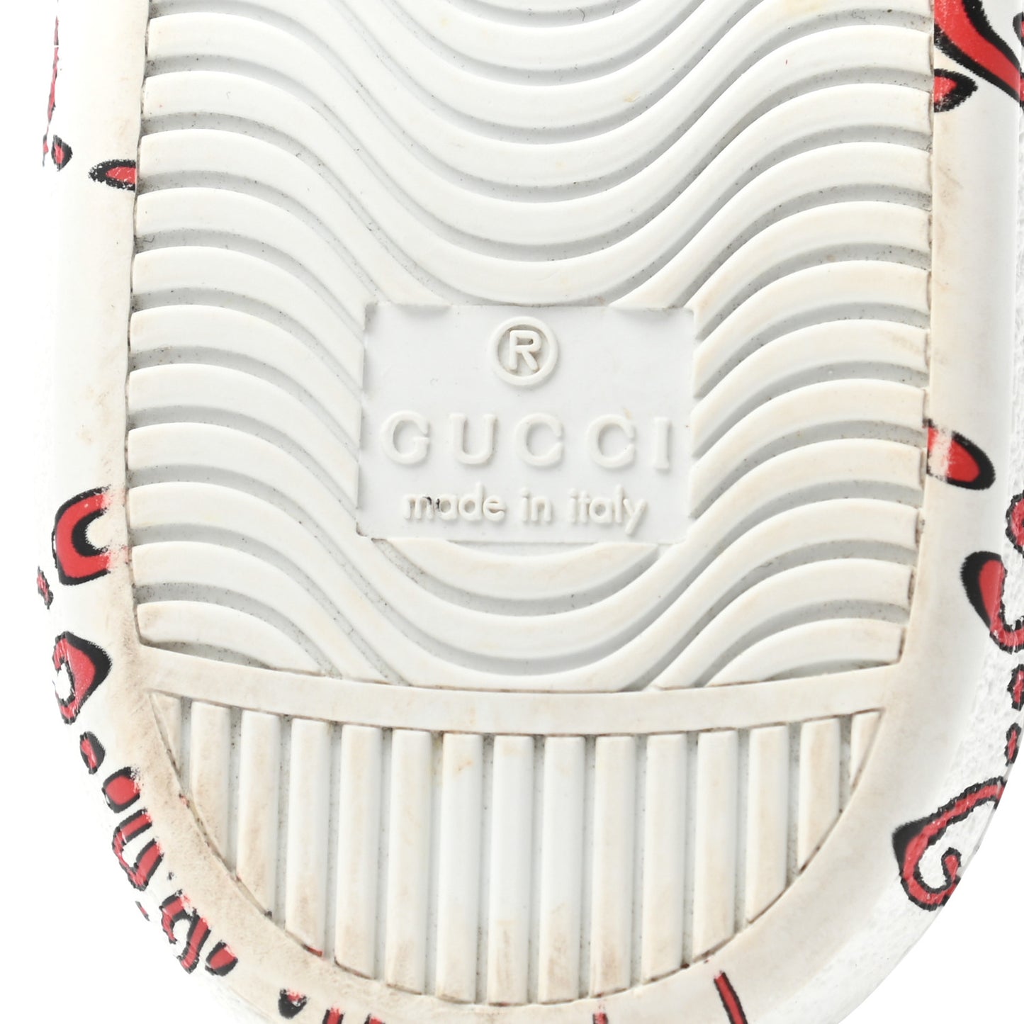 Calfskin GucciGhost Print Ace Sneakers 39 White Hibiscus Red