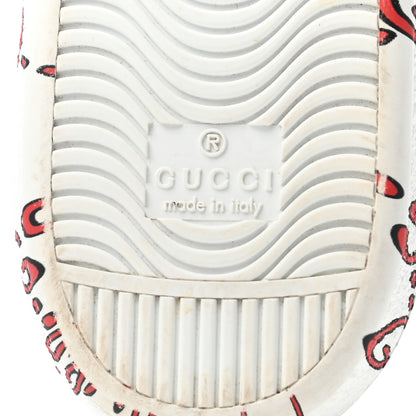 Gucci Calfskin GucciGhost Print Ace Sneakers 39 White Hibiscus Red 5 of 6