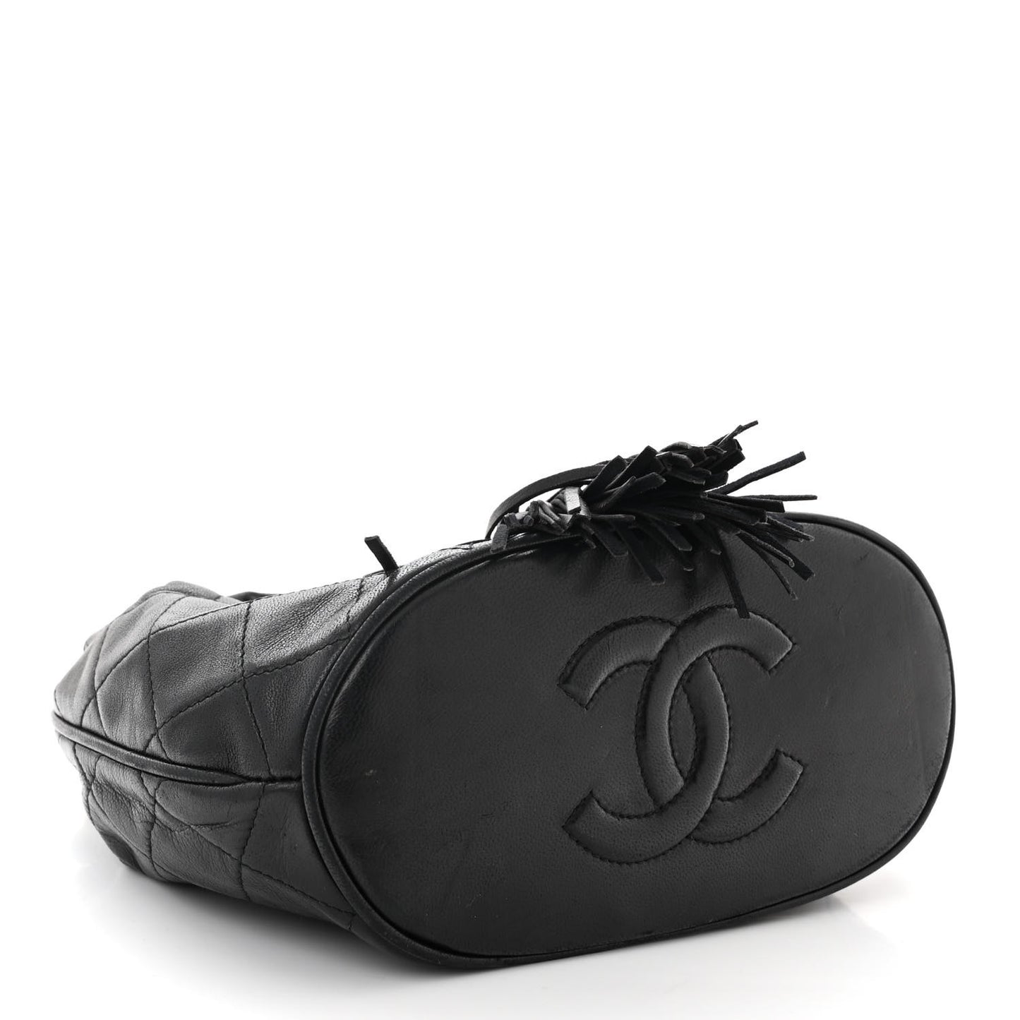 Lambskin CC Tassel Shoulder Bag Black
