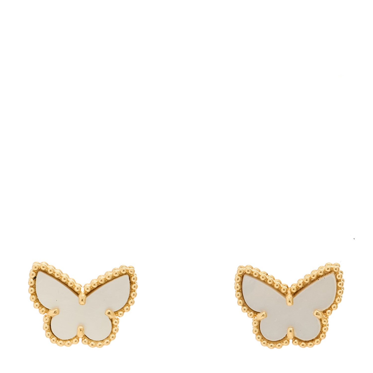 Van Cleef & Arpels 18K Yellow Gold Mother of Pearl Sweet Alhambra Butterfly Earrings 1 of 5