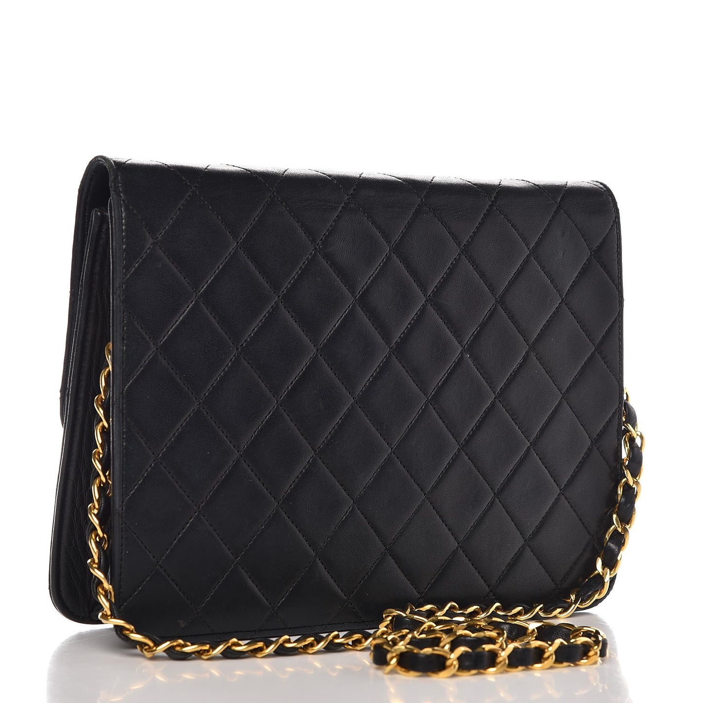 Lambskin Quilted Medium Single Flap Black