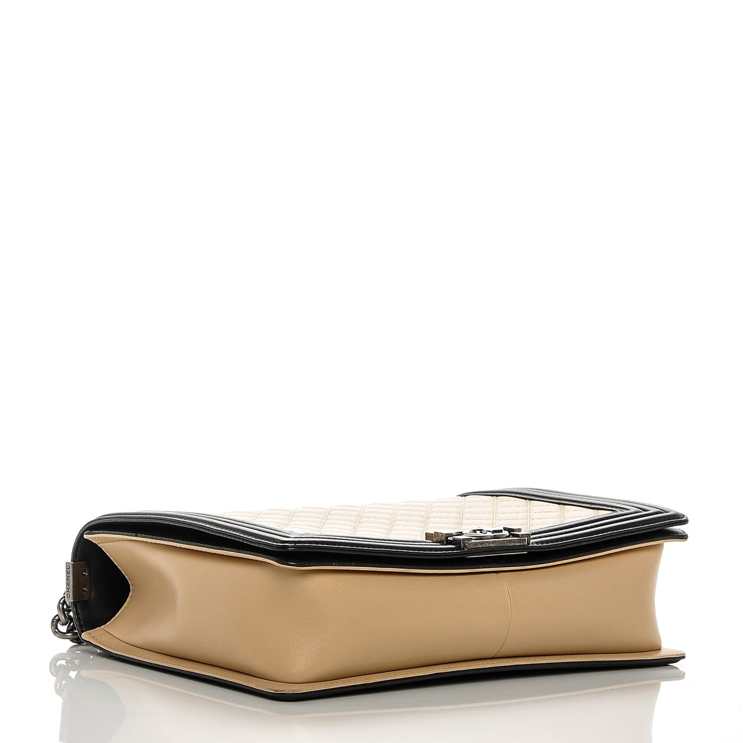 Chanel Lambskin Quilted Large Boy Flap Beige Black 11 of 11