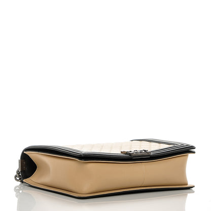 Chanel Lambskin Quilted Large Boy Flap Beige Black 11 of 11