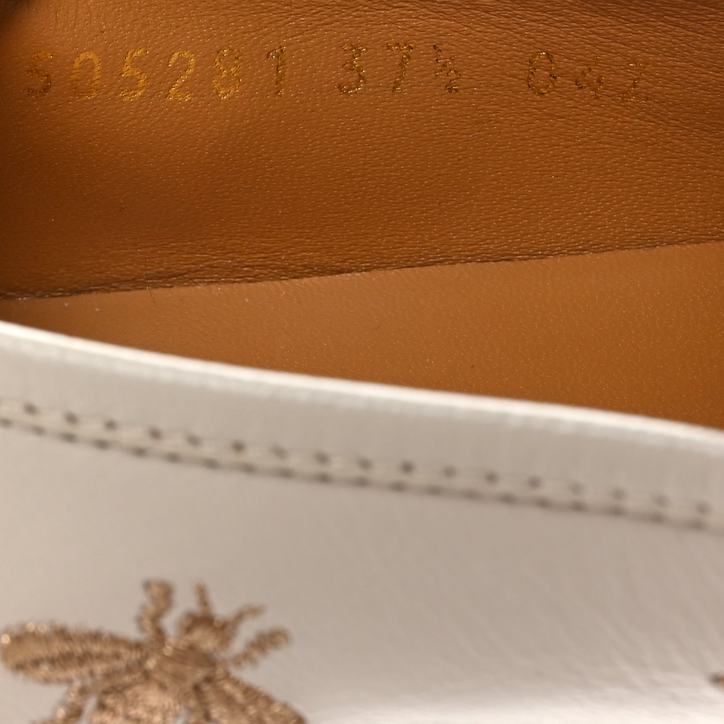 Goatskin Bee Star Embroidered Womens Jordaan Loafers 37.5 Mystic White