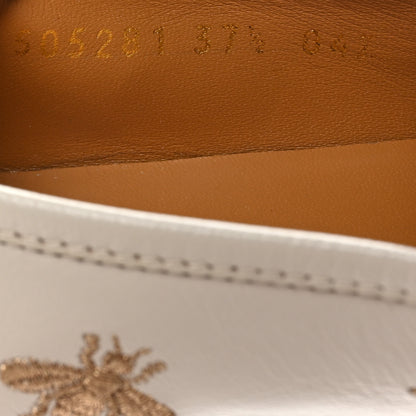 Gucci Goatskin Bee Star Embroidered Womens Jordaan Loafers 37.5 Mystic White 7 of 9