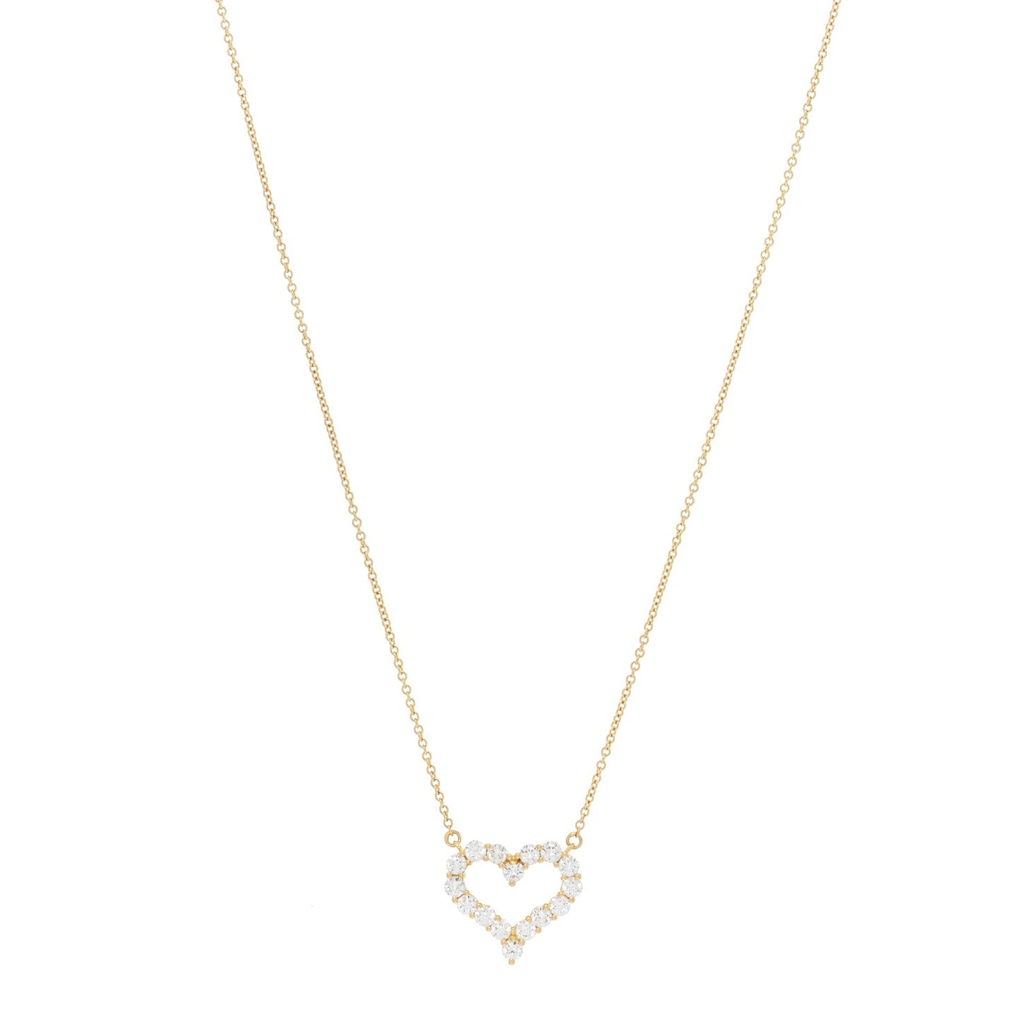 18K Yellow Gold Diamond .80ct Heart Pendant Necklace