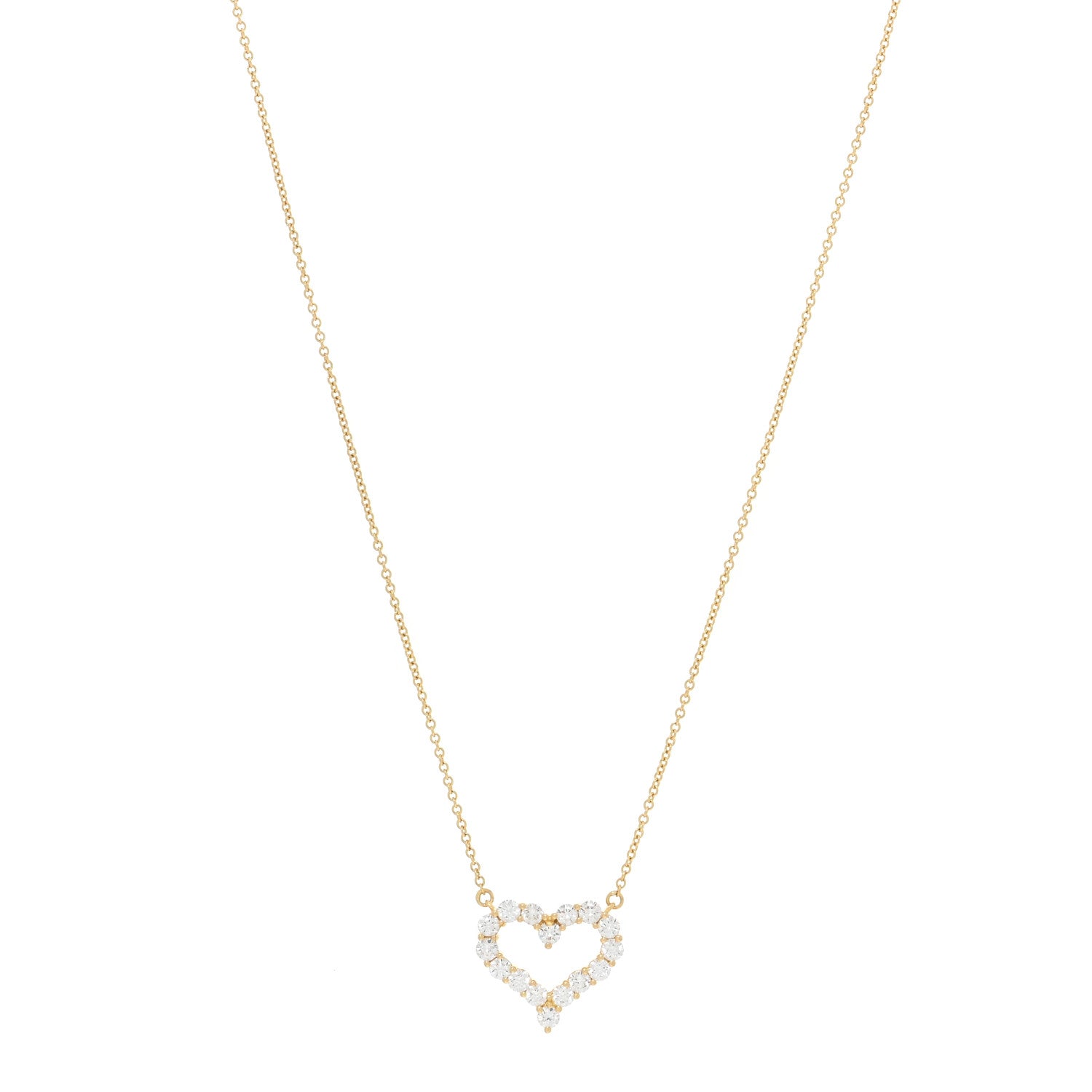 Tiffany 18K Yellow Gold Diamond .80ct Heart Pendant Necklace 1 of 5