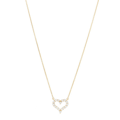 Tiffany 18K Yellow Gold Diamond .80ct Heart Pendant Necklace 1 of 5