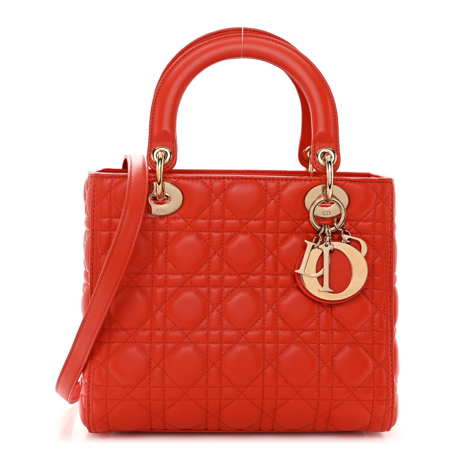 Lambskin Cannage Medium Lady Dior Orange