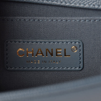 Chanel Caviar Chevron Quilted Small Boy Flap Blue 6 of 10