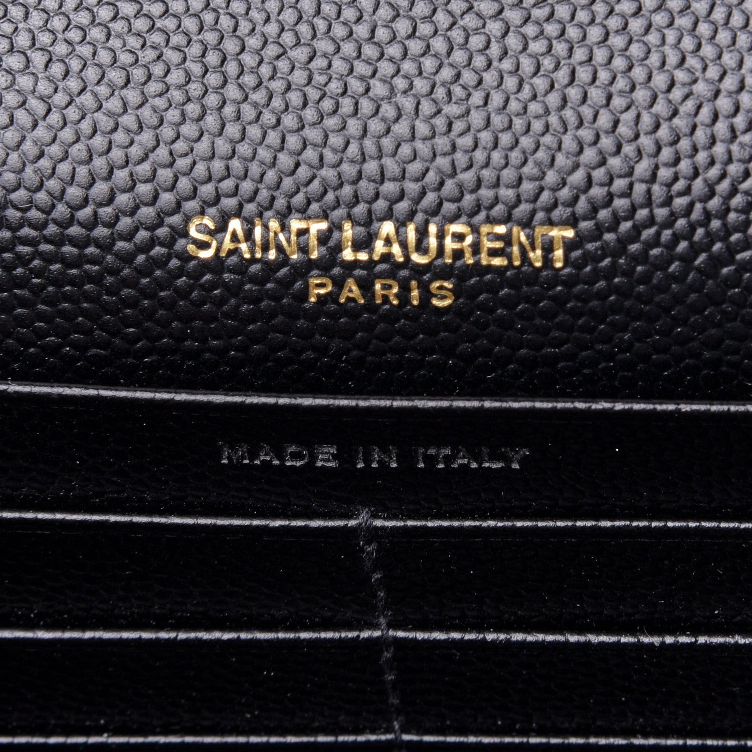 Saint Laurent Grain De Poudre Matelasse Chevron Monogram Chain Wallet Black 6 of 10