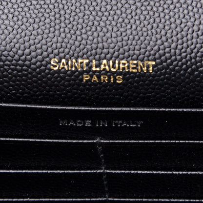 Saint Laurent Grain De Poudre Matelasse Chevron Monogram Chain Wallet Black 6 of 10