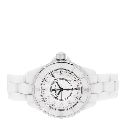 Chanel Stainless Steel Ceramic Diamond 33mm J12 Quartz Watch White 2 of 4