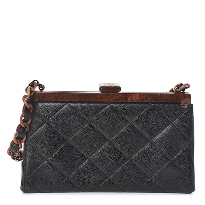 Chanel Caviar Quilted Wood Handle Clutch Black 1 of 9