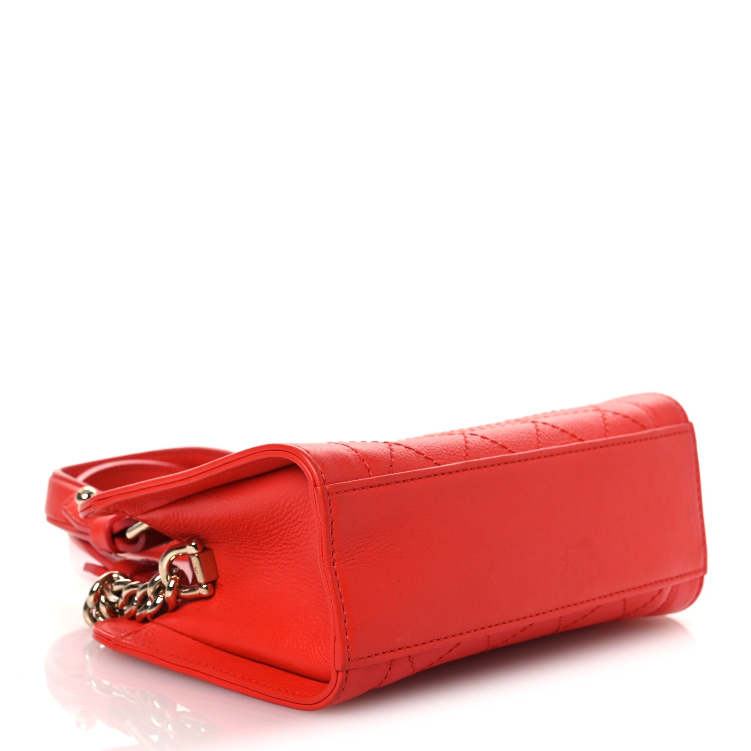 Chanel Grained Calfskin Stitched Mini Label Click Shopper Tote Red 4 of 11