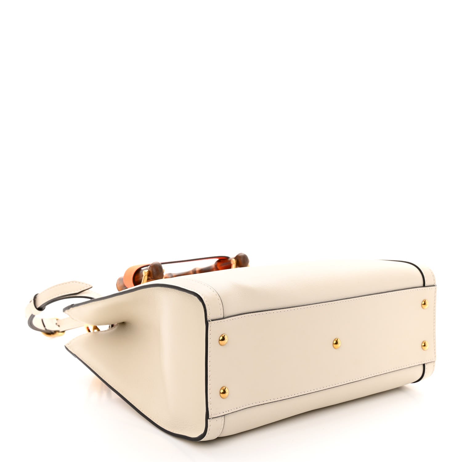 Gucci Wonka Grain Calfskin Small Diana Tote Bag Mystic White Orange Fluo 4 of 10