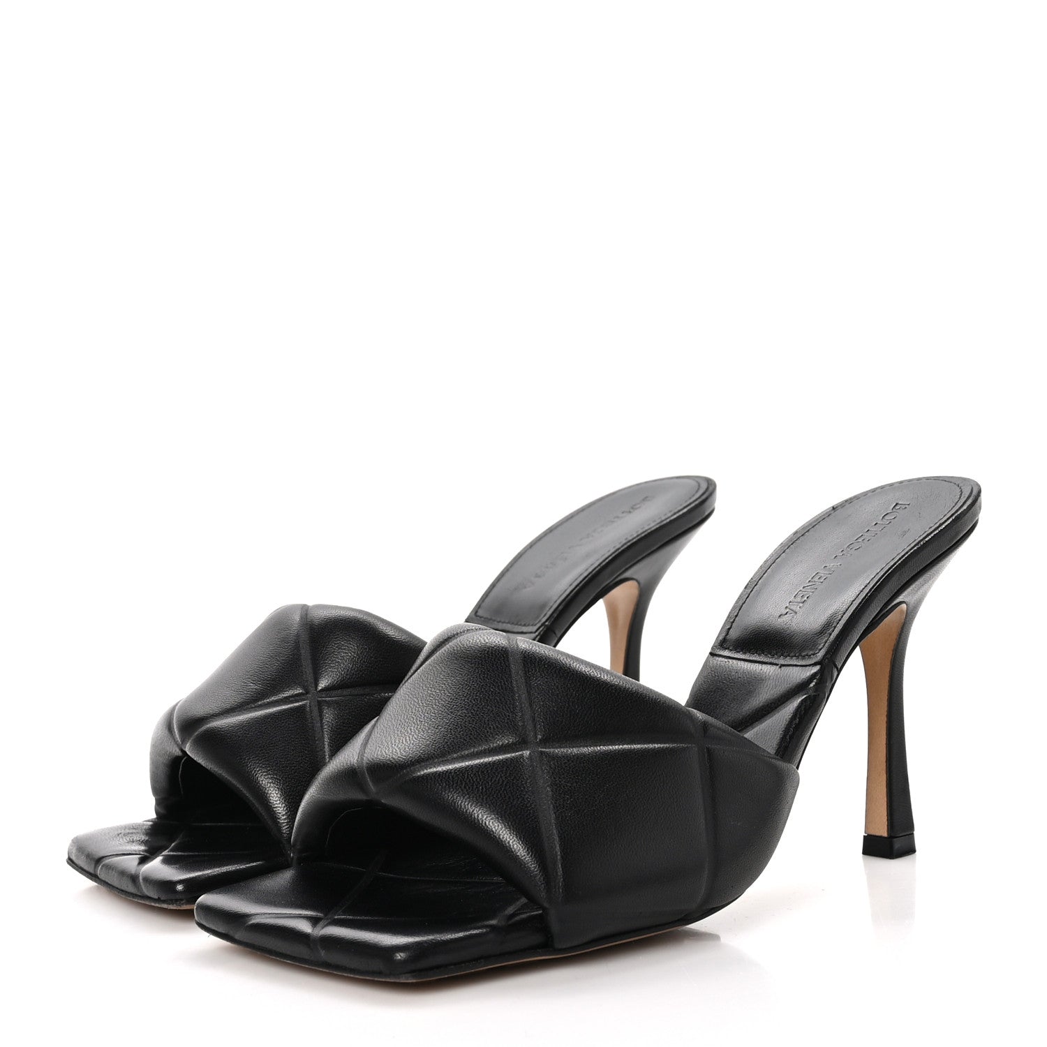 Bottega Veneta Nappa Quilted Rubber Lido Mule Sandals 38 Black 3 of 8