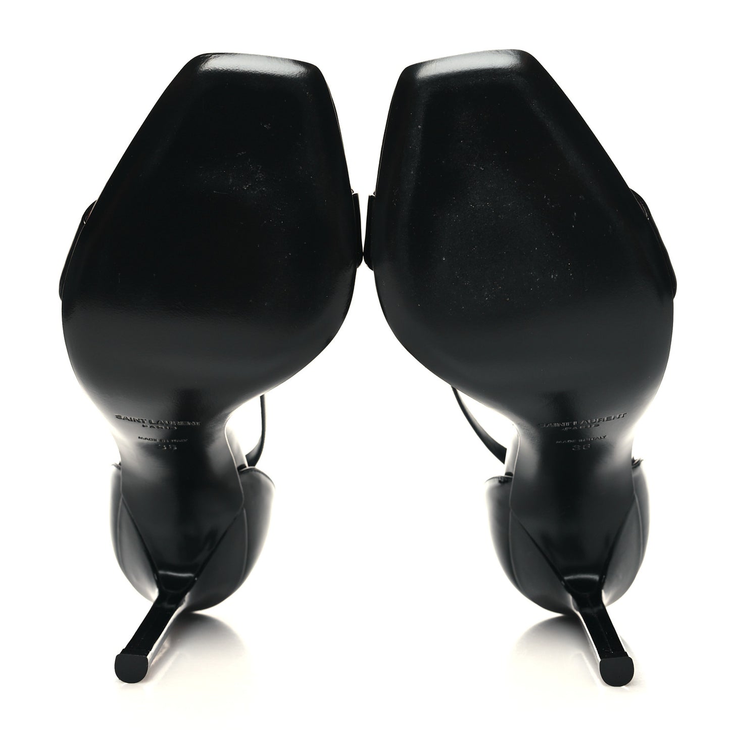 Patent Calfskin Amber 105 Ankle Strap Sandals 36 Black