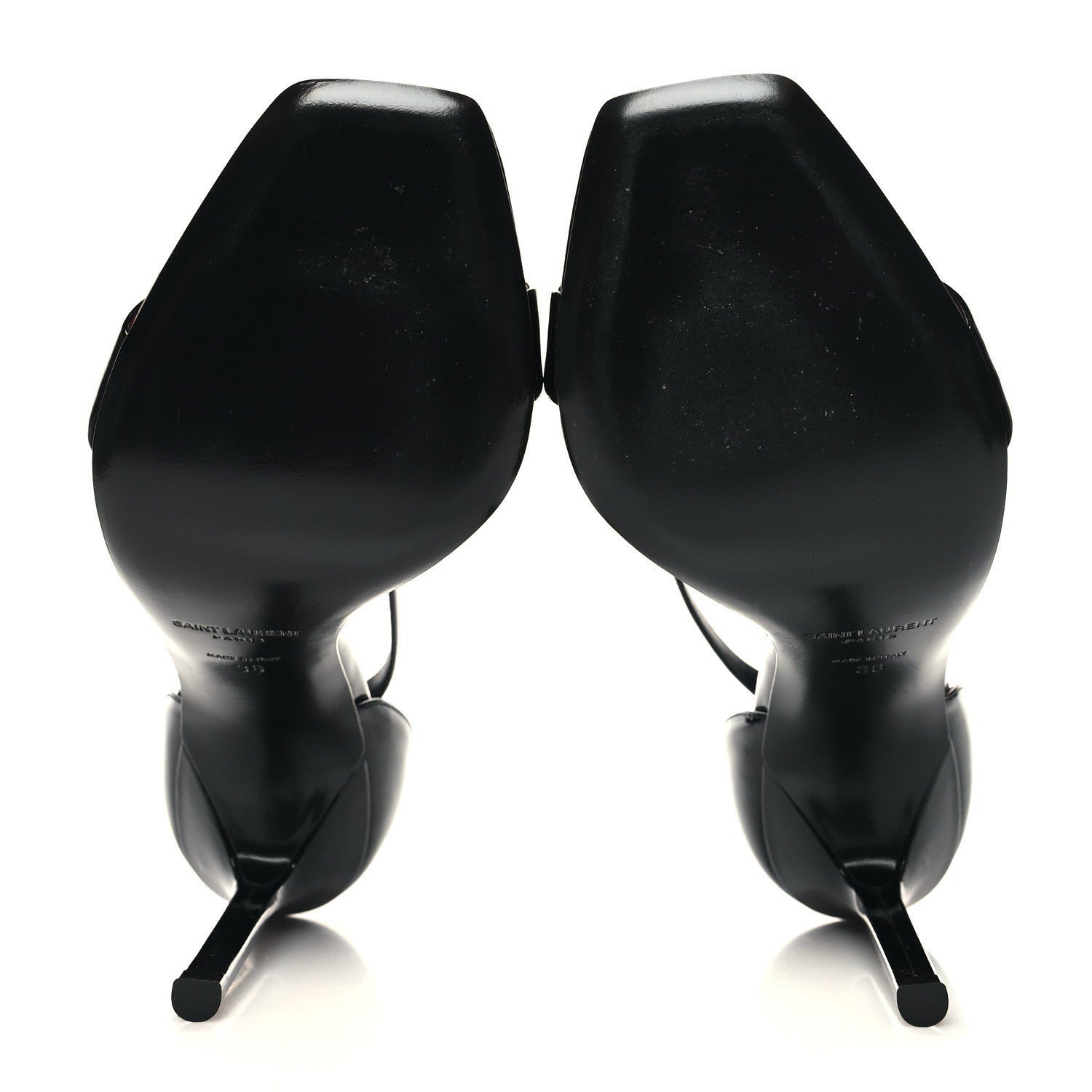 Saint Laurent Patent Calfskin Amber 105 Ankle Strap Sandals 36 Black 5 of 8