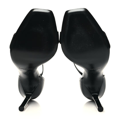 Saint Laurent Patent Calfskin Amber 105 Ankle Strap Sandals 36 Black 5 of 8