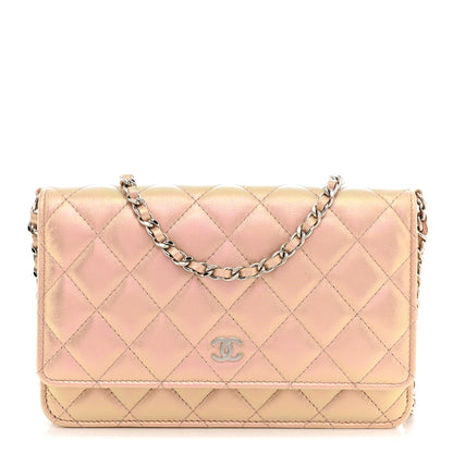 Chanel Iridescent Calfskin Quilted Wallet On Chain WOC Pink 1 of 12
