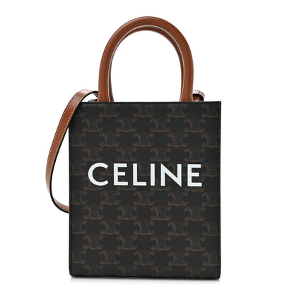 Celine Triomphe Canvas Calfskin Mini Vertical Cabas Tan 1 of 13
