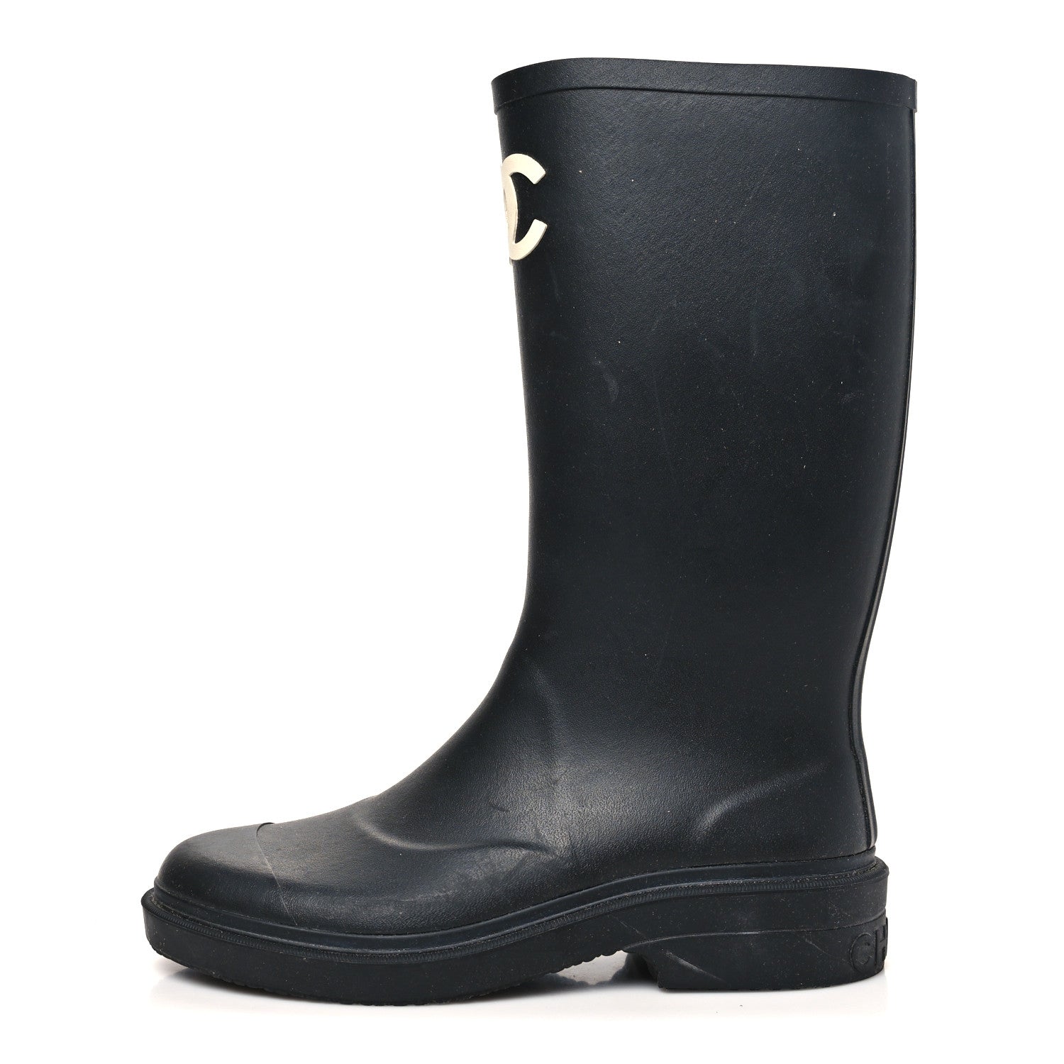 Chanel Caoutchouk CC High Boots 38 Black 1 of 9
