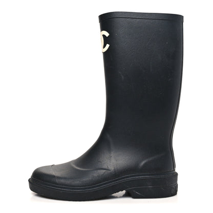 Chanel Caoutchouk CC High Boots 38 Black 1 of 9
