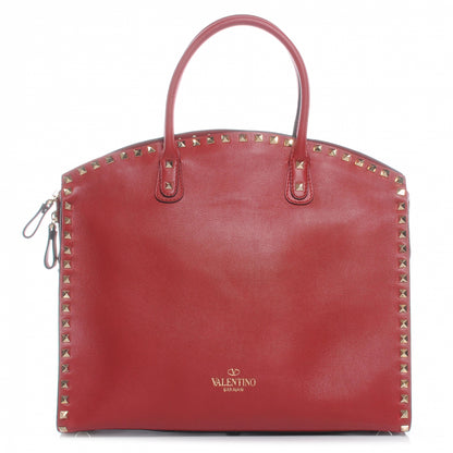 Valentino Garavani Leather Rockstud Dome Shopper Red 1 of 7
