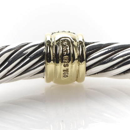 David Yurman Sterling Silver 18K Yellow Gold Diamond 7mm Cable Classics Station Bracelet 6 of 6