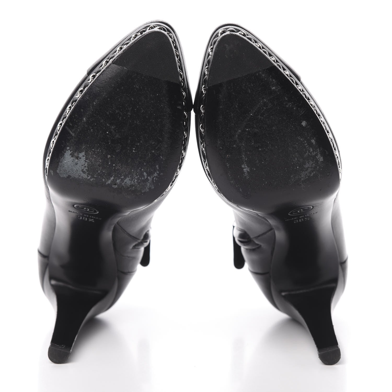 Chanel Lambskin CC Platform Cap Toe Chain Ankle Boots 38.5 Black 5 of 12