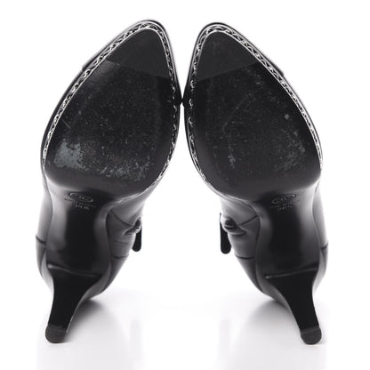 Chanel Lambskin CC Platform Cap Toe Chain Ankle Boots 38.5 Black 5 of 12