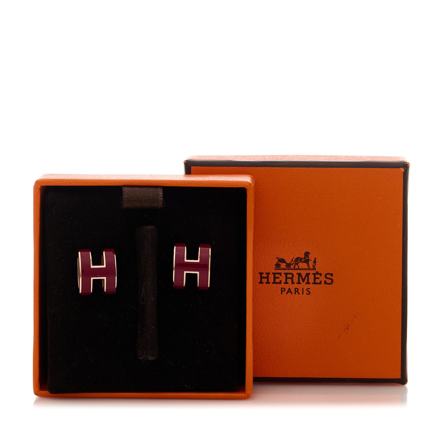 Hermes Rose Gold Lacquered Pop H Earrings Rouge H 5 of 5