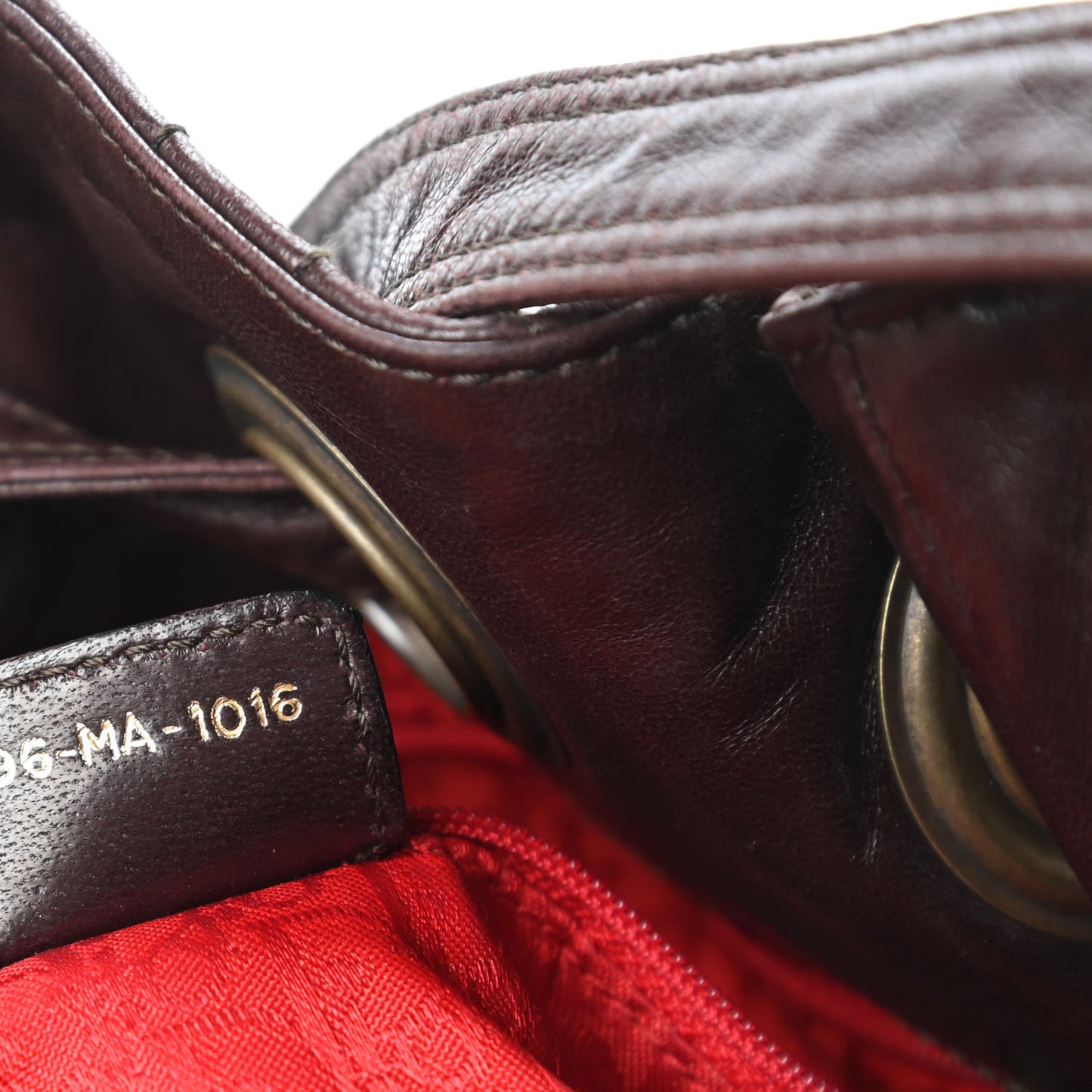 Lambskin Cannage Drawstring Bag Dark Brown