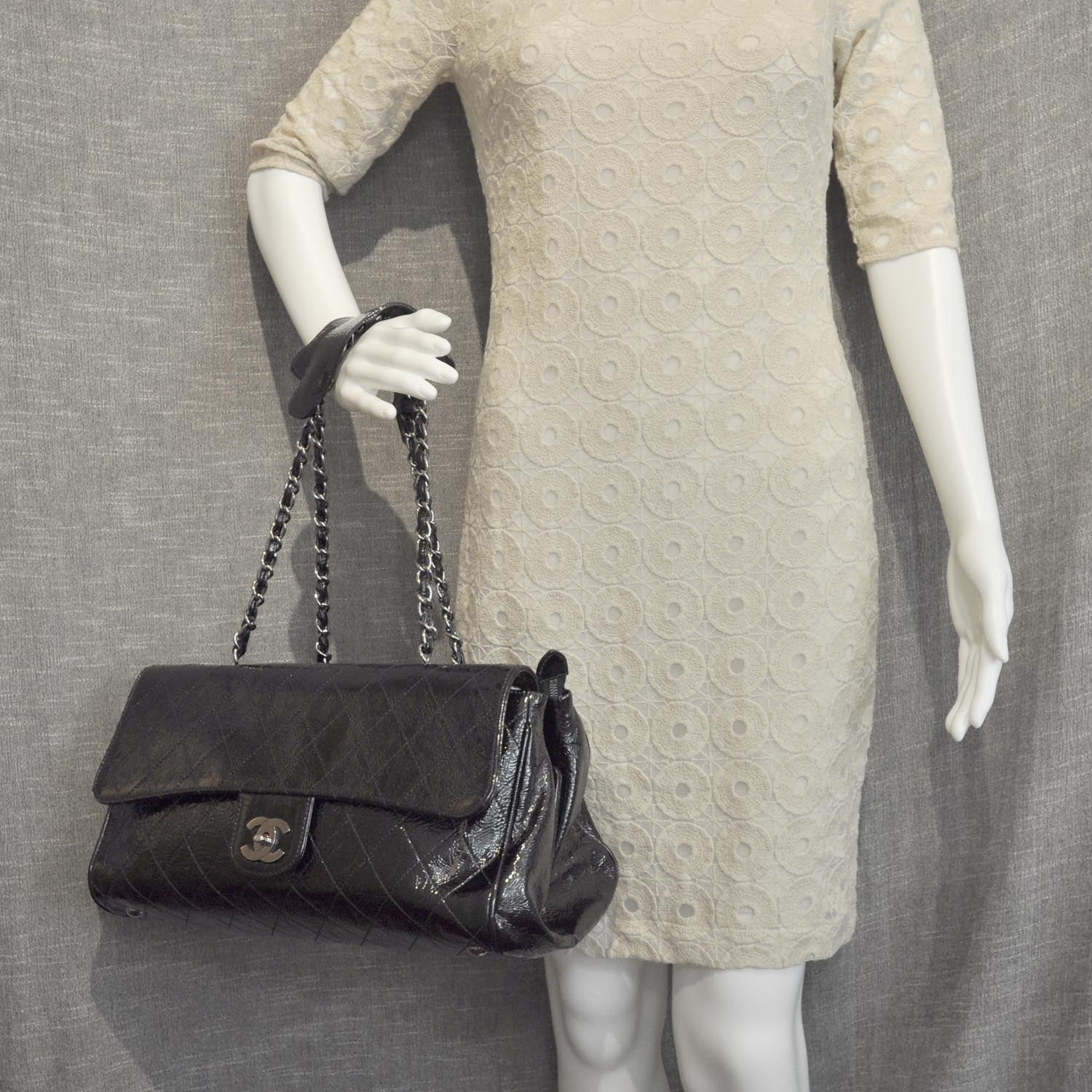 Chanel Patent Quilted Ritz Flap Bag Black 2 of 13