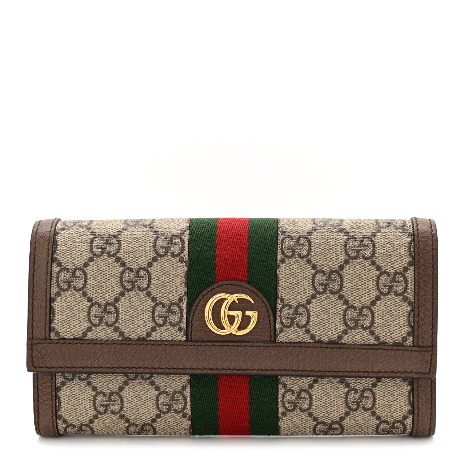 Gucci GG Supreme Monogram Web Ophidia Continental Wallet Brown 1 of 9