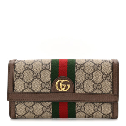 Gucci GG Supreme Monogram Web Ophidia Continental Wallet Brown 1 of 9