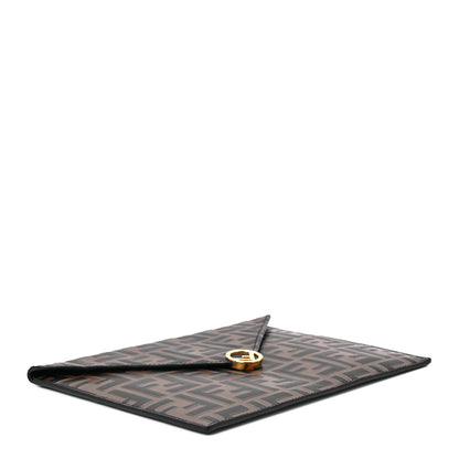 Fendi Vitello Soft F is Fendi Bi-Color FF 1974 Embossed Envelope Pouch Maya Black 4 of 13