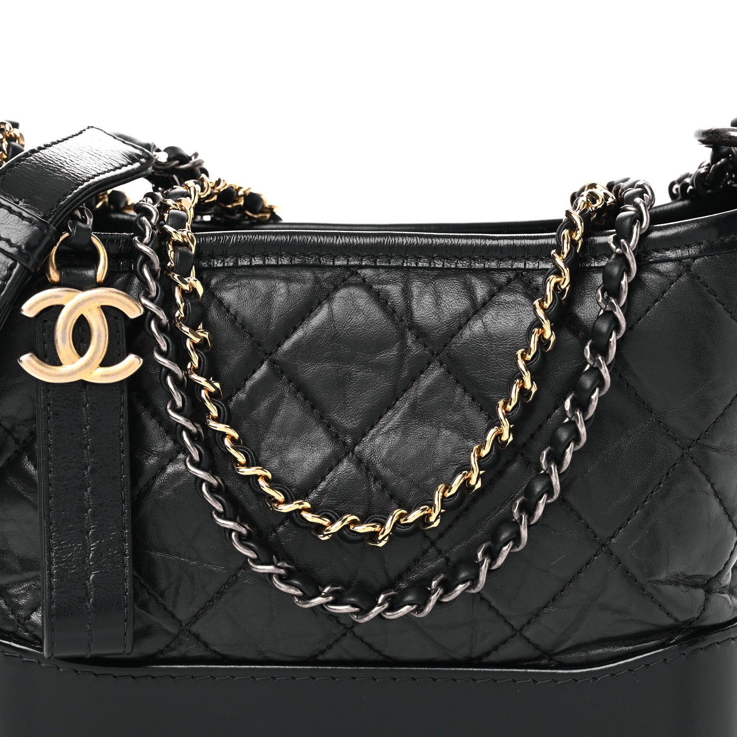 Chanel Aged Calfskin Quilted Small Gabrielle Hobo Black 8 of 10