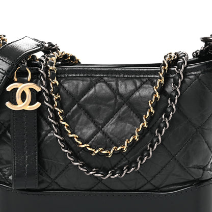 Chanel Aged Calfskin Quilted Small Gabrielle Hobo Black 8 of 10