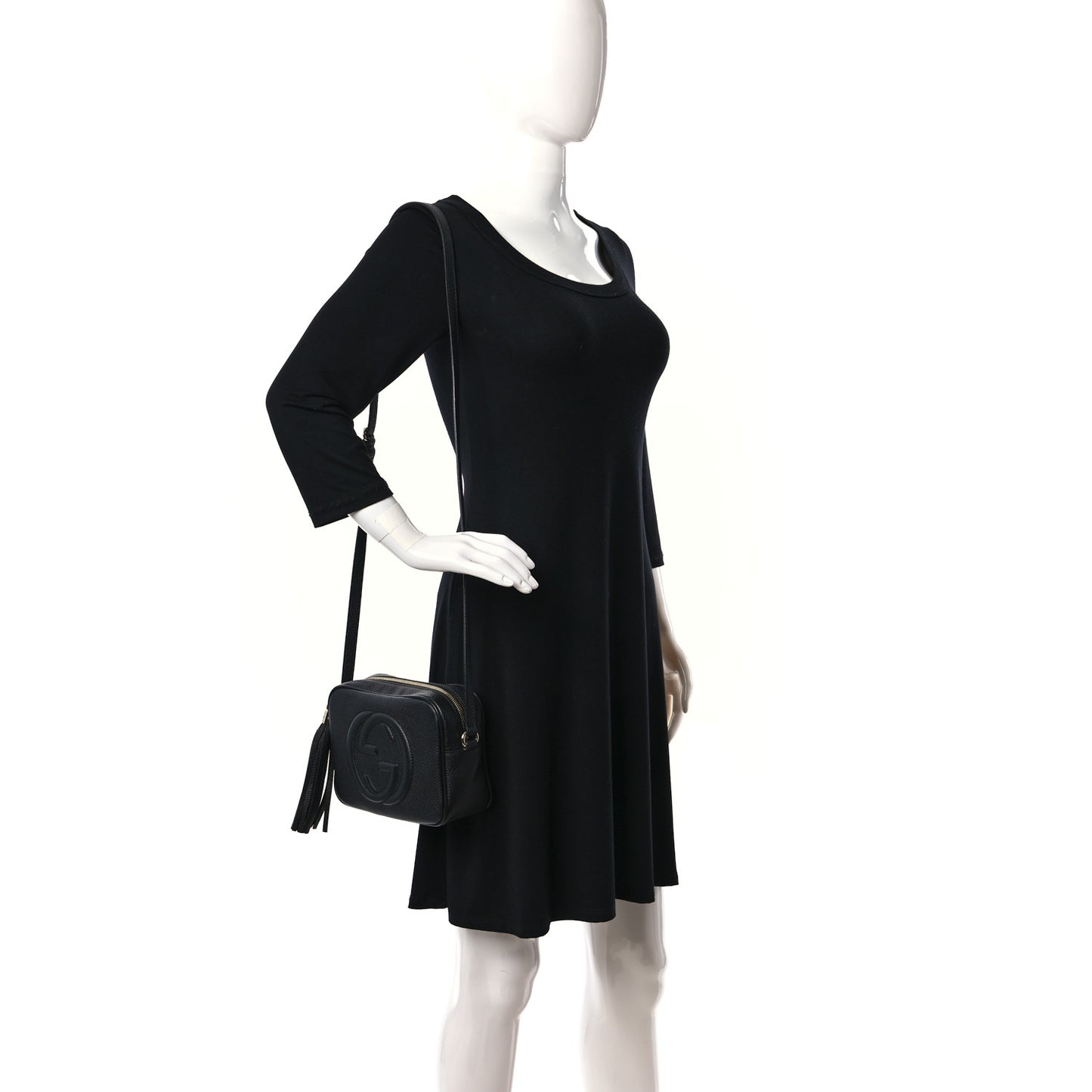 Pebbled Calfskin Small Soho Disco Bag Black