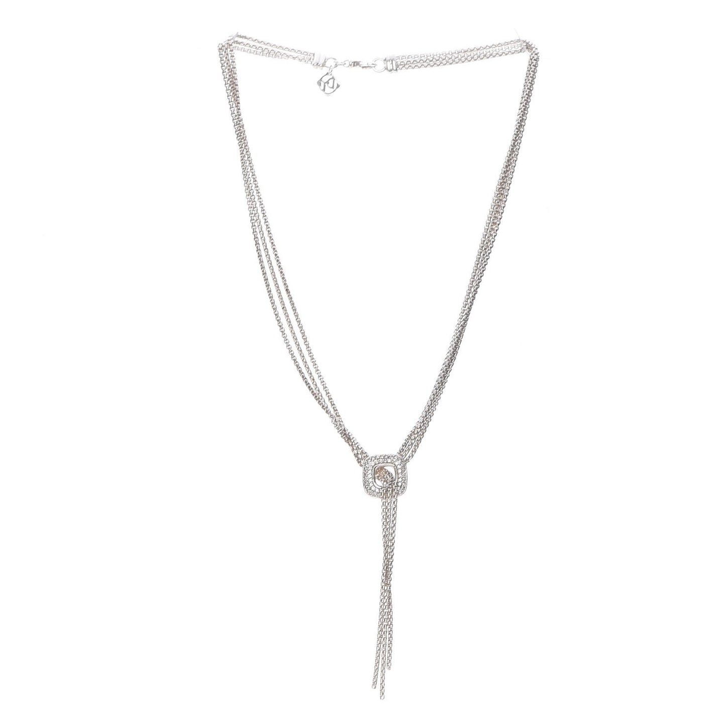 Sterling Silver Diamond 14mm Waterfall Lariat Necklace