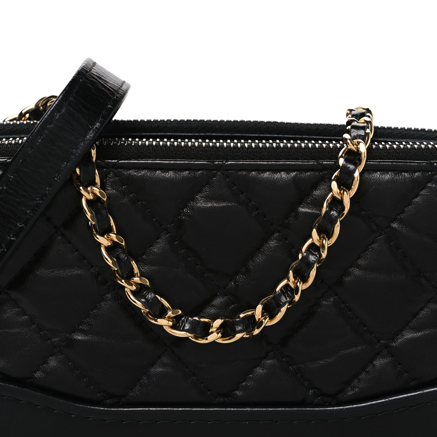 Aged Calfskin Quilted Small Gabrielle Clutch With Chain Black