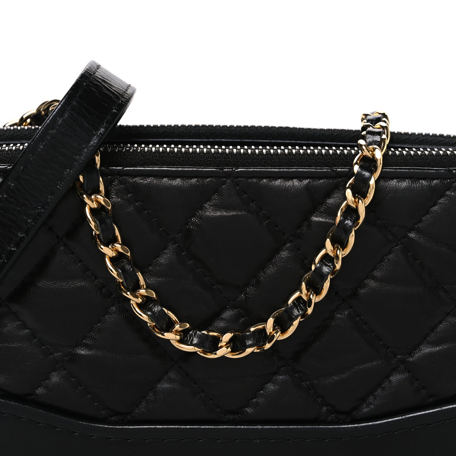Chanel Aged Calfskin Quilted Small Gabrielle Clutch With Chain Black 9 of 11