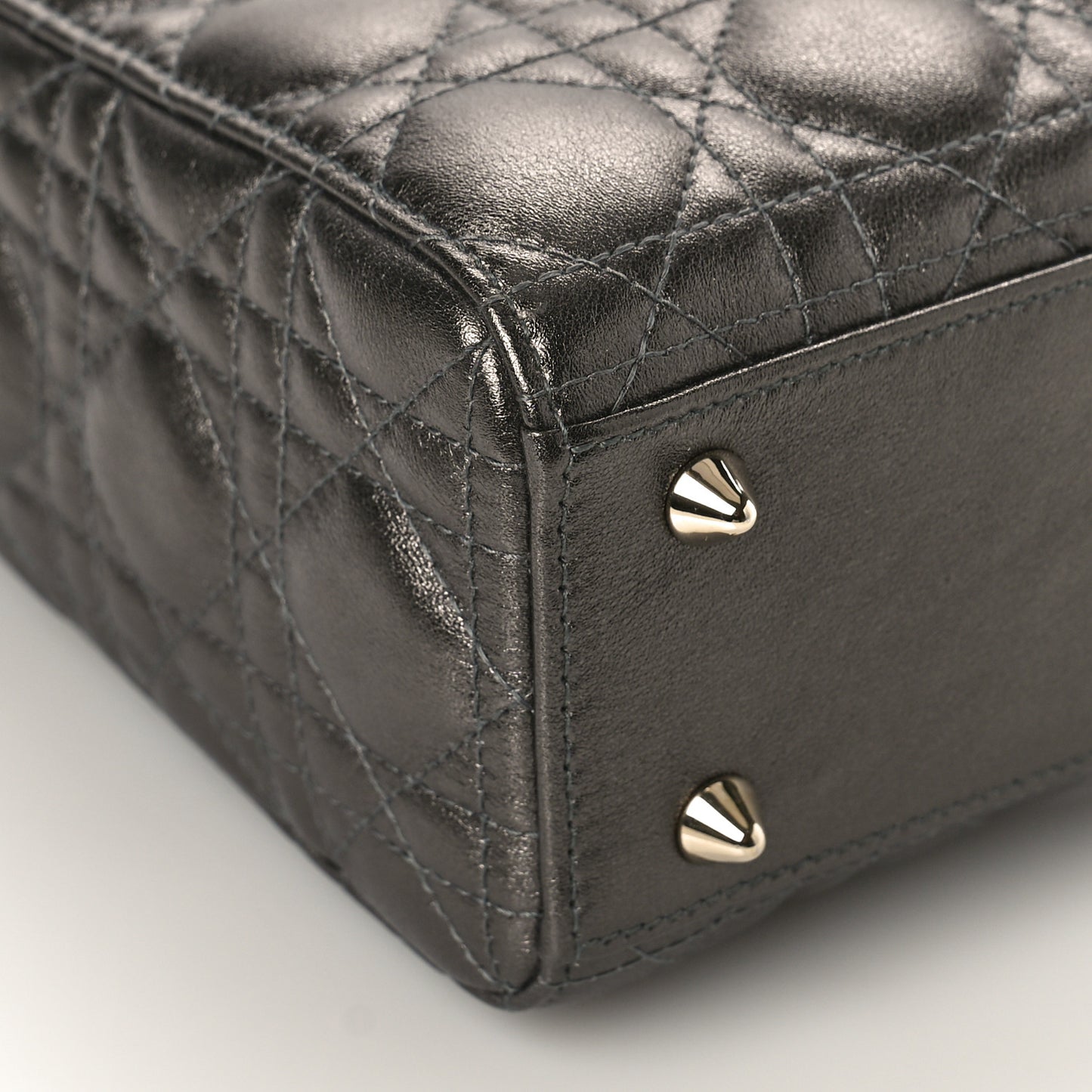 Metallic Grained Calfskin Cannage My ABCDior Lady Dior Gunmetal