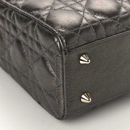 Christian Dior Metallic Grained Calfskin Cannage My ABCDior Lady Dior Gunmetal 7 of 8