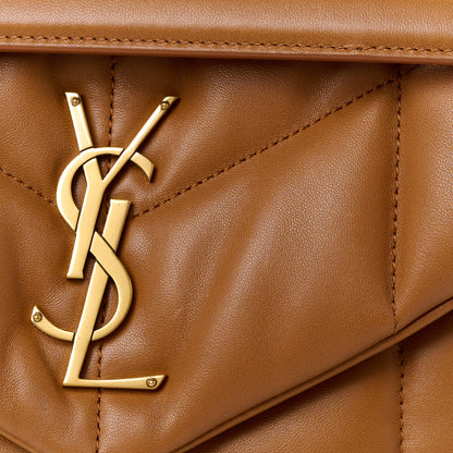Saint Laurent Lambskin Quilted Medium Loulou Puffer Monogram Chain Satchel Miel Dark 9 of 11